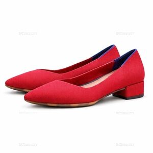 Rothy’s The Point Red Knit Block Heel Flats Blue Trim Women’s 9 W9